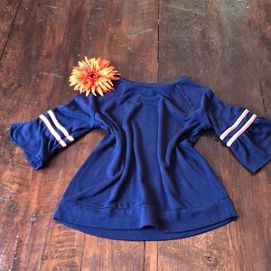 Girls/Youth Blue Jean bell striped shirt.